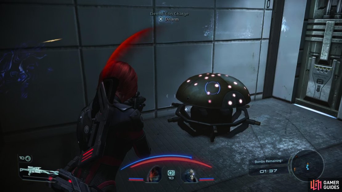 If you let Balak escape, seek out the bombs he placed. You’ll find one along the eastern balcony,