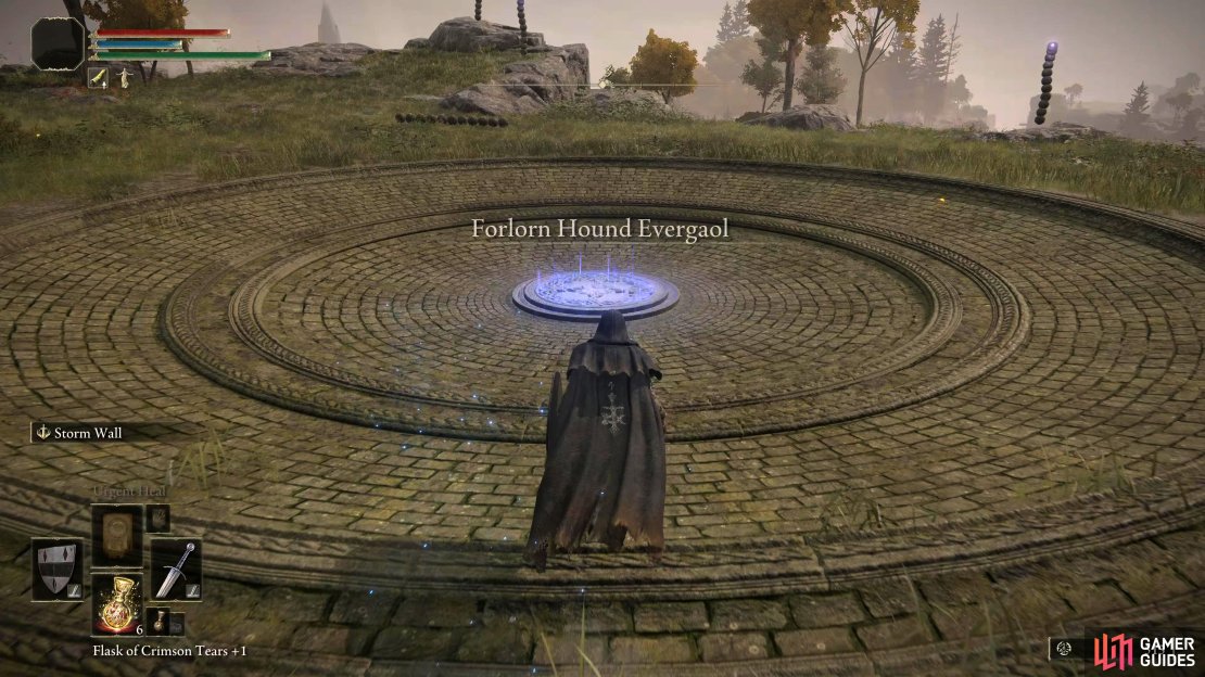 Walk into the center and activate the blue glyph to initiate the boss fight.