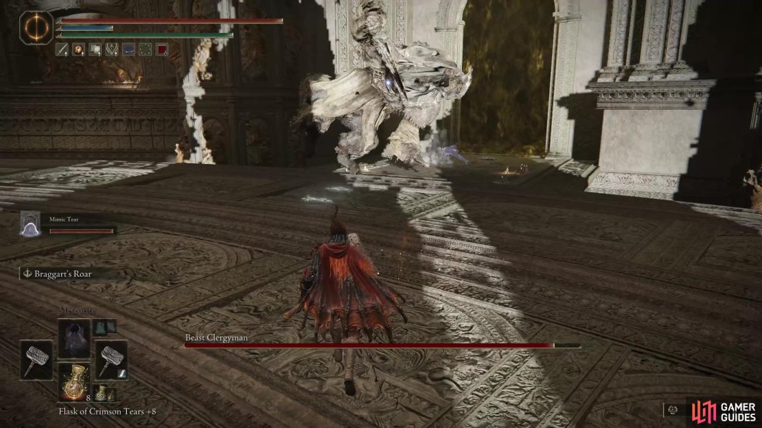 The Beast Clergyman wields a large sword. 