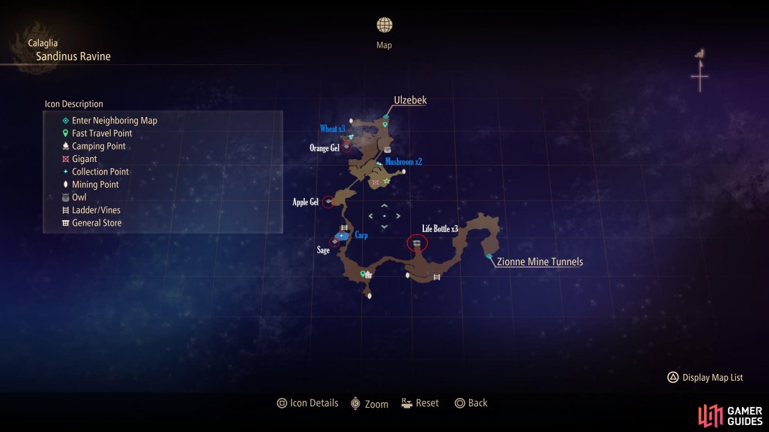 The map for Sandinus Ravine.