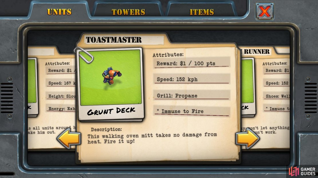 Each of the non-vehicle based units below contribute towards completing the &lsquo;Grunt Deck&rsquo; achievements/cards.