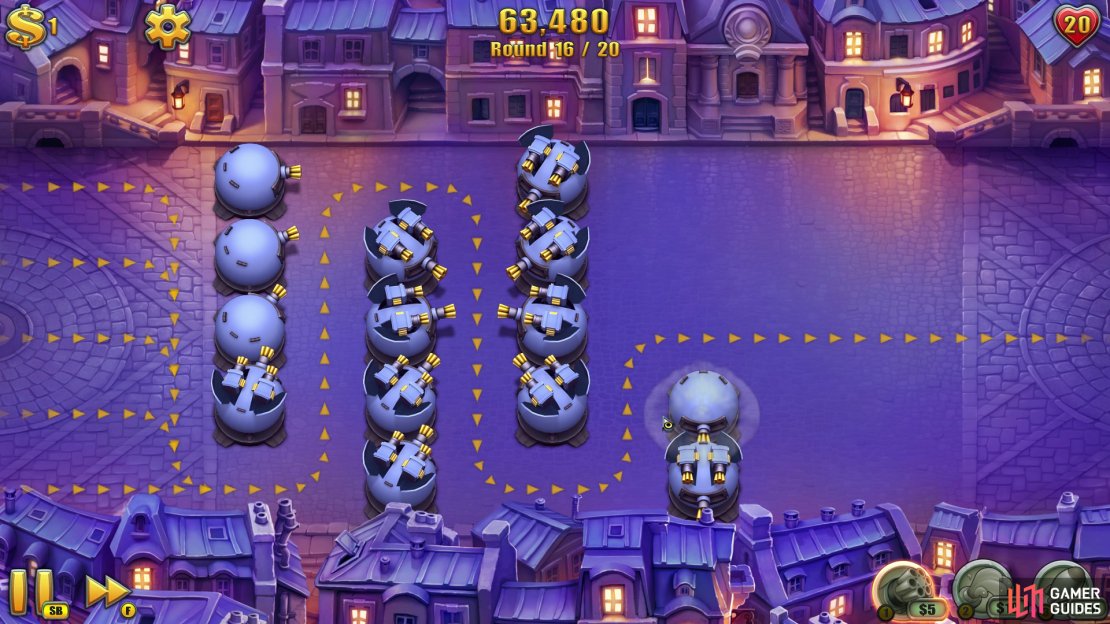 Work your way up to four rows of Gatling Towers and when you do; it&rsquo;s simply a case of upgrading them all for an easy three stars!