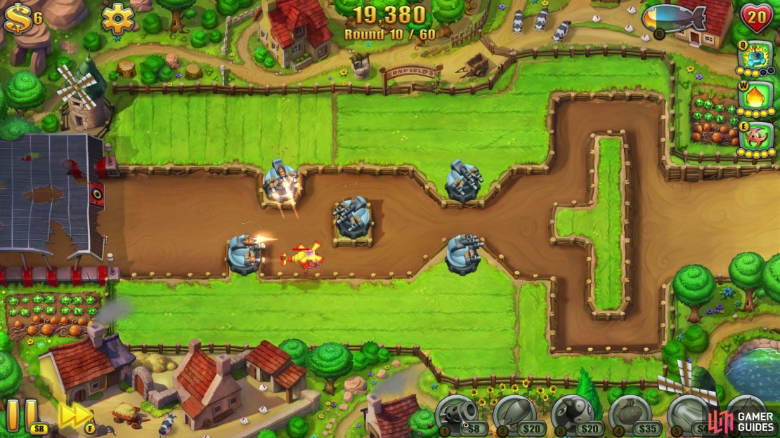 Focus on Gun Towers at the beginning as you&rsquo;ll be low on $$$