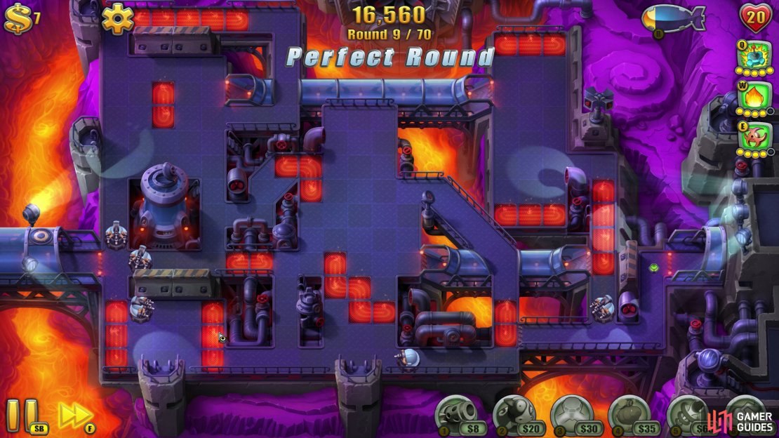 You&rsquo;ll want to block off the lower region of the map as this is a very short route to the exit. So place a Gun Tower opposite the entrance, fully upgrade it.