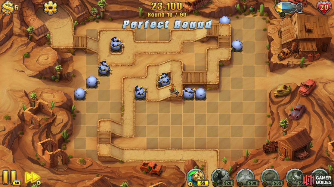 This map isn&rsquo;t too difficult to do without any items, buy your towers will need to be placed properly and upgraded appropriately, otherwise enemies will slip through the cracks (and here at GamerGuides.com, we don&rsquo;t tolerate Fieldrunners making it to the exit).