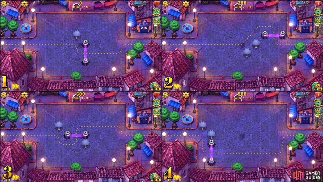 As a map is split into tiles, we&rsquo;ll use compass points for directions on where to place the Gun Tower(s) - such as north-west, north etc.
