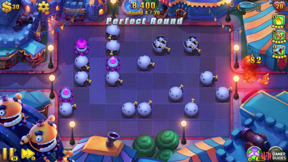 Bear in mind you can&rsquo;t upgrade any of the Gatling Gun Towers, so you can only place Spark or Laser Towers on this map (but to be honest, we&rsquo;re only going to use the trusty Spark Tower).