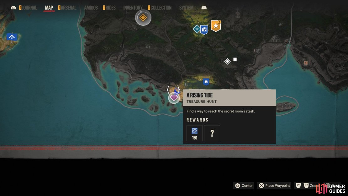 Head to this location on the map to find the A Rising Tide Treasure Hunt.