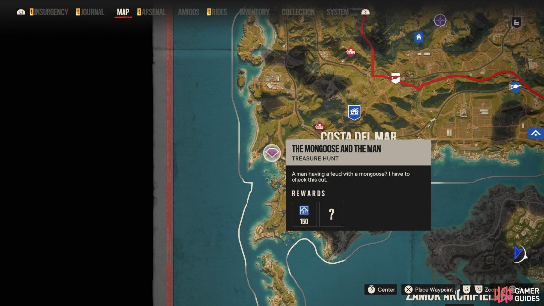 Head to this location on the map to begin the treasure hunt.