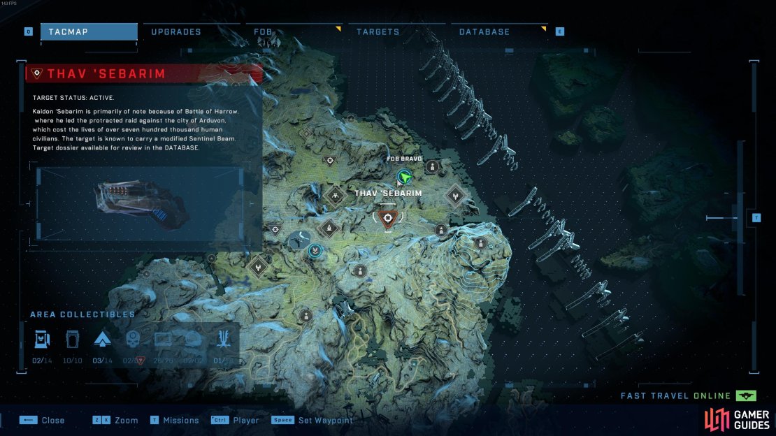 The location of Thav &rsquo;Sebarim, southwest of Fob Bravo.