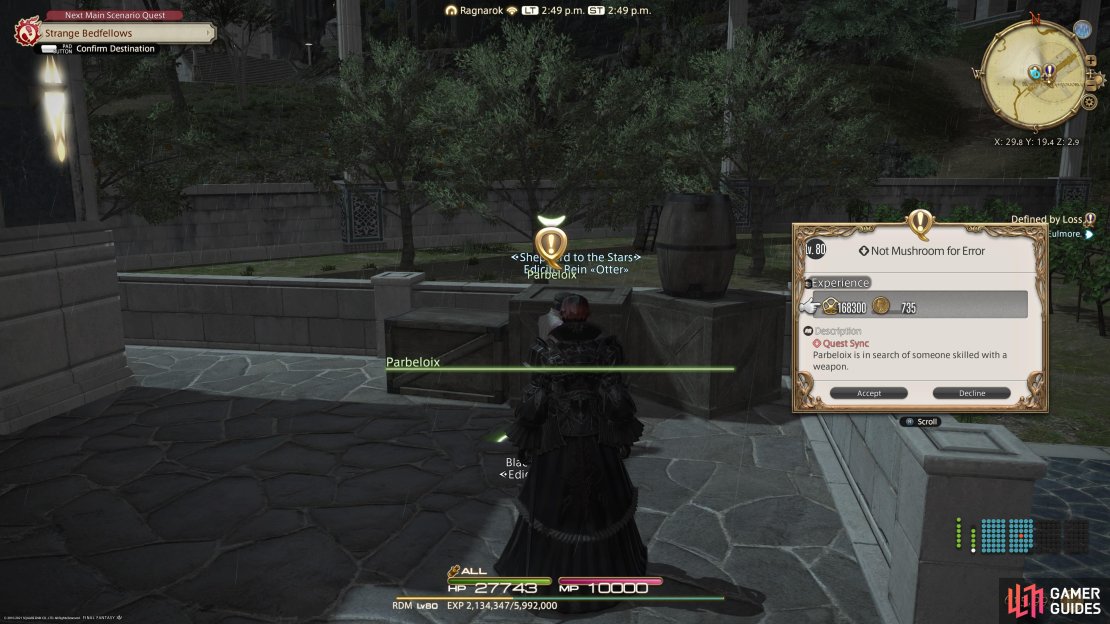 Speak with Parbeloix to begin this quest. 