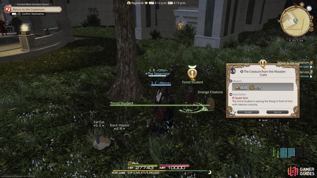 Speak with the  Timid Student to begin this quest. 