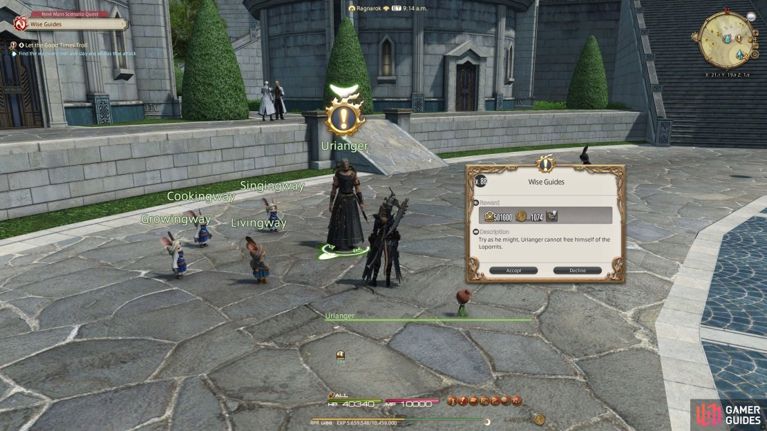Speak with Urianger the Quest NPC.