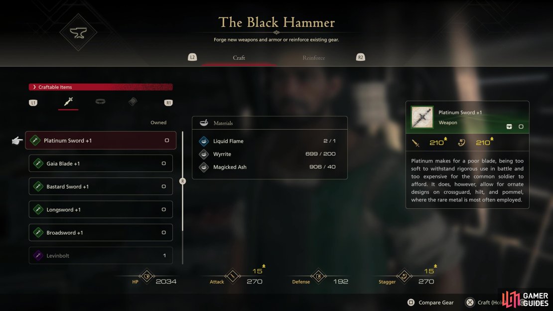 You can craft the Platinum Sword, which is an upgrade over Levinbolt.