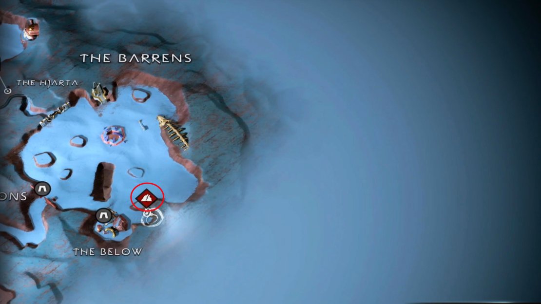 You’ll find The Barrens camp to the far east of the area, northeast of The Below.