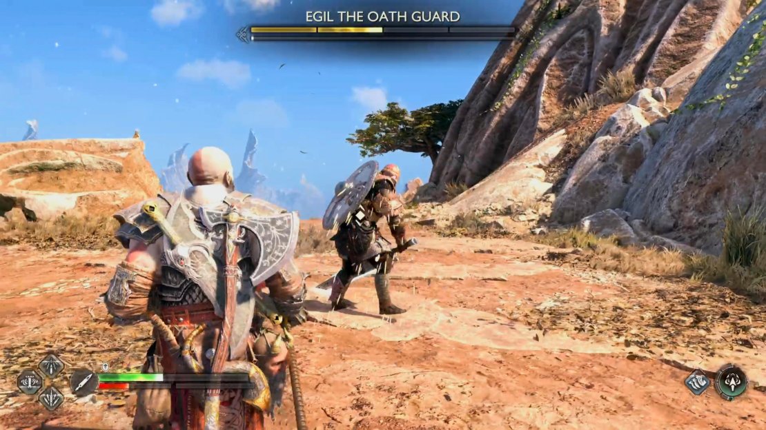 When Egil is approaching you in this stance, he’ll counter you. Bait out his attack, and attack him back.