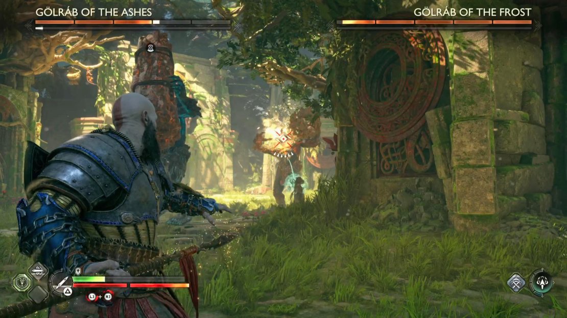Use the central ruins to keep the trolls at bay. Circle around it, and if they close the distance, run away to open the distance back up, and continue to hurl your spears at them.