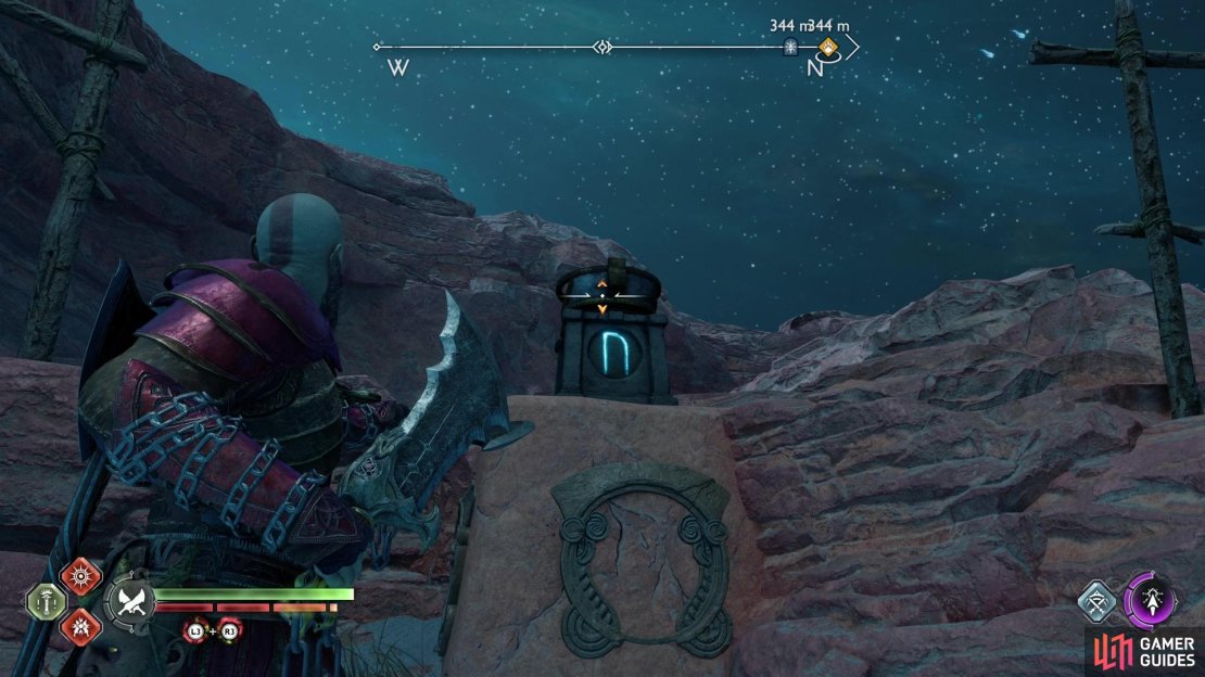 The third brazier is sitting out in the open near the Nornir Chest - just ignite it directly with the Blades of Chaos.