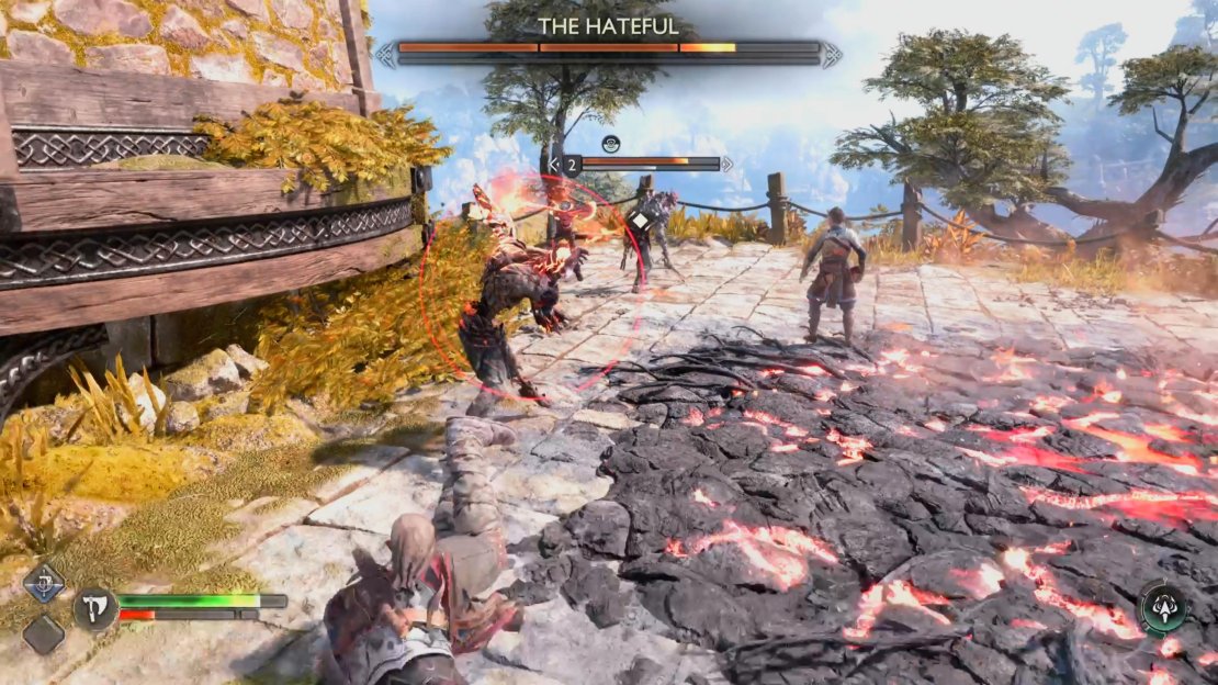 The Draugr will lean down and pull its axe behind its back before it unleashes a backhanded uppercut that can’t be blocked.