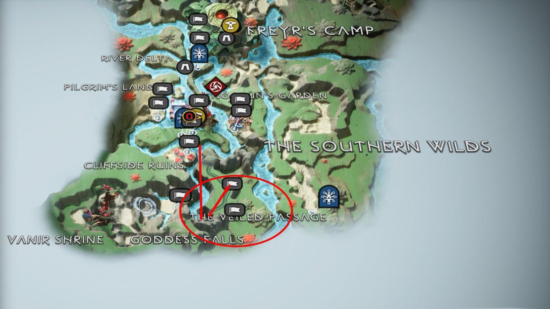 From the River Delta Mystic Gateway, follow the river south towards Goddess Falls, and take an east where you’ll find a cave you can go through.