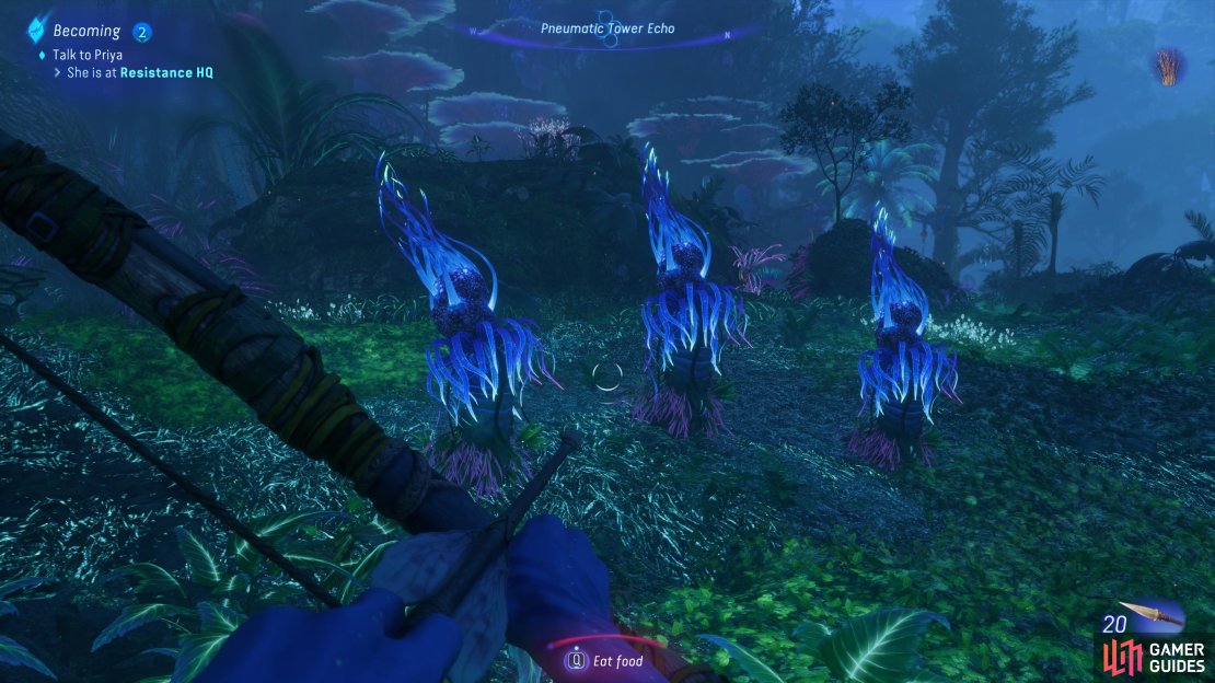 Three Sol&rsquo;s Delight electric plants in Avatar: Frontiers of Pandora. They glow in the dark!