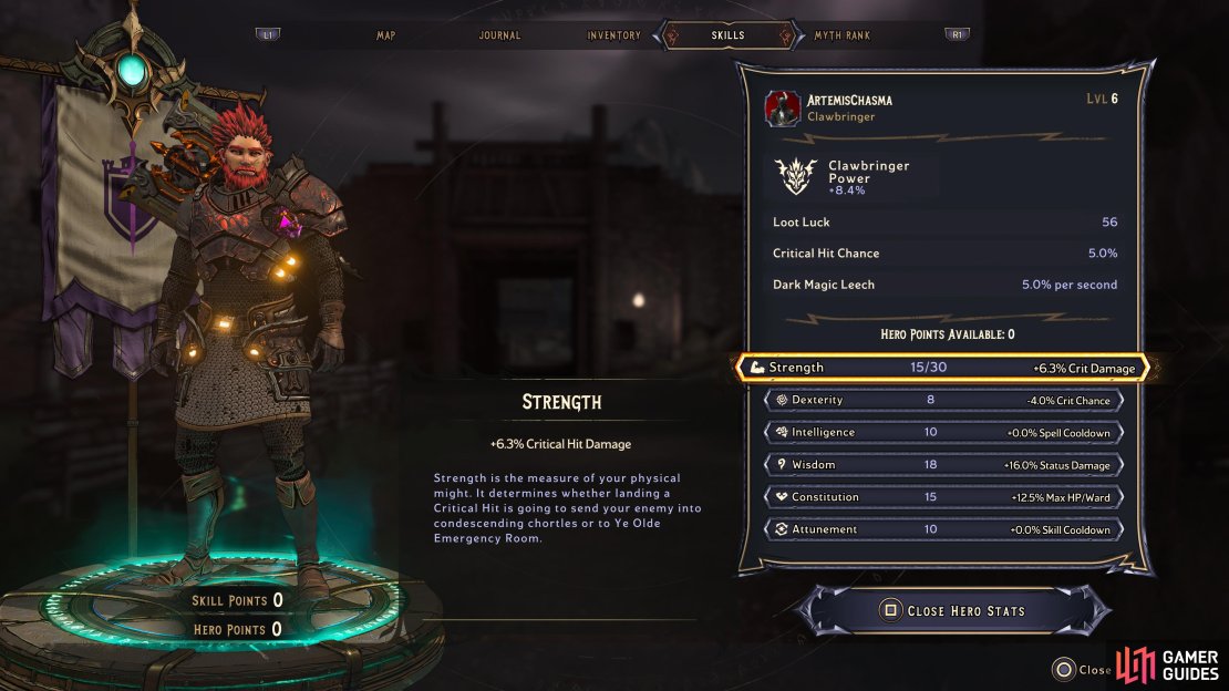 Overview of the Hero Points Screen.