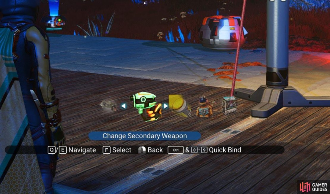 Here you can change your secondary weapon or even your multi-tool
