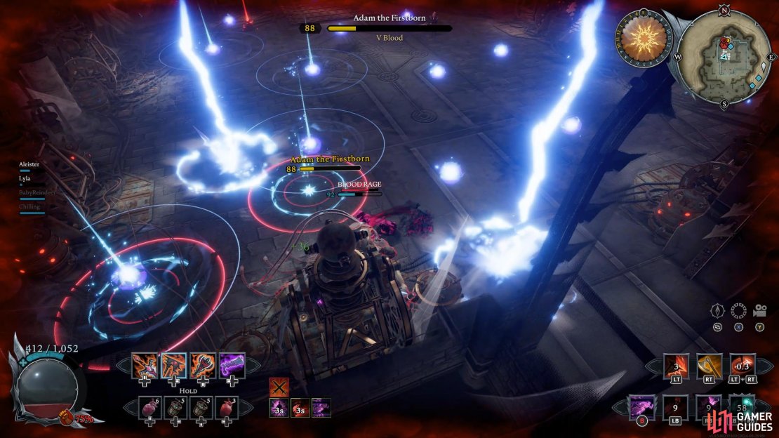 As the fight goes on, you&rsquo;ll have to deal with Thunder Mines, Lighting Bolts, Lasers on top of Adam&rsquo;s regular attacks.