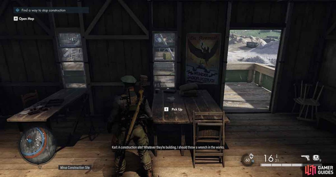 You&rsquo;ll find the item on this table inside the building.