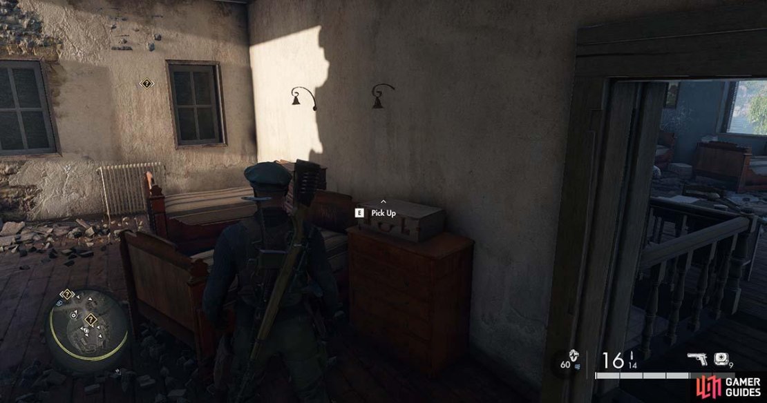 You&rsquo;ll find the item in the ruins of the bedroom, as shown here.