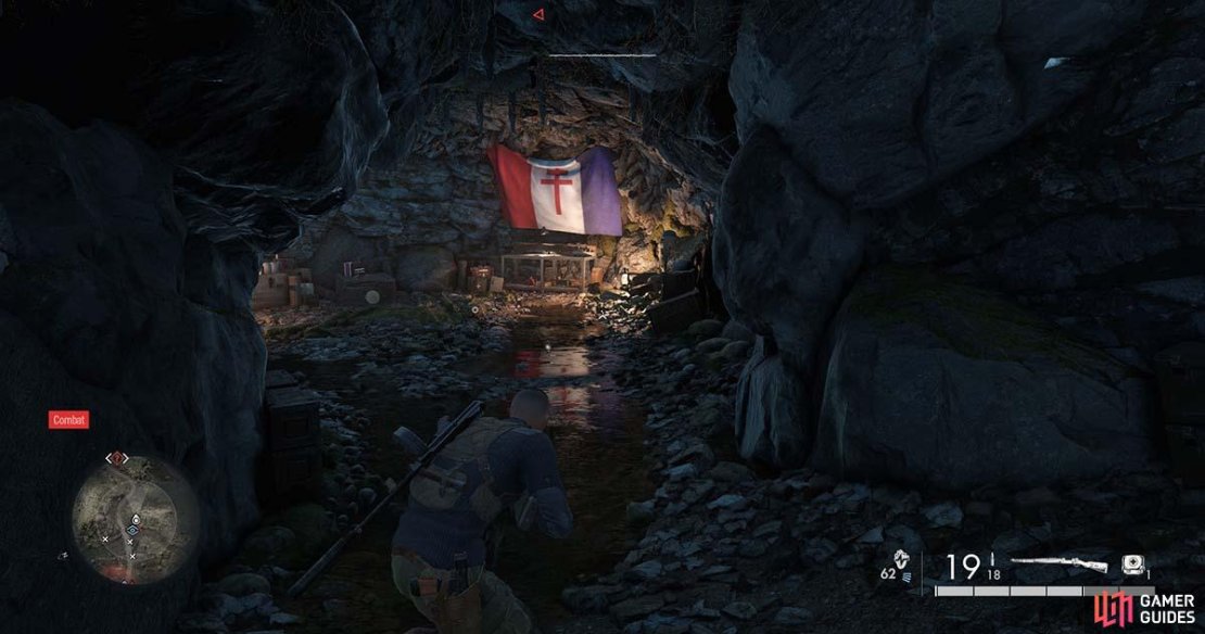 Once into the cave you will find the Resistance&rsquo;s Pistol Workbench.