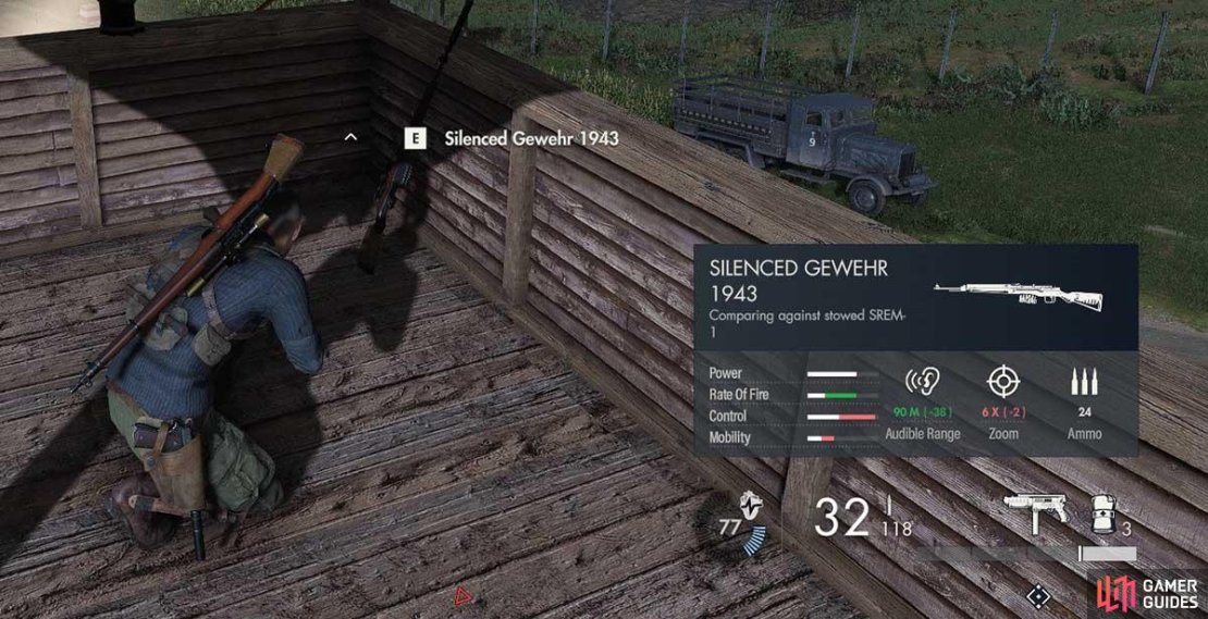A weapon&rsquo;s stat box is handy to see how  noisy it will be when fired.