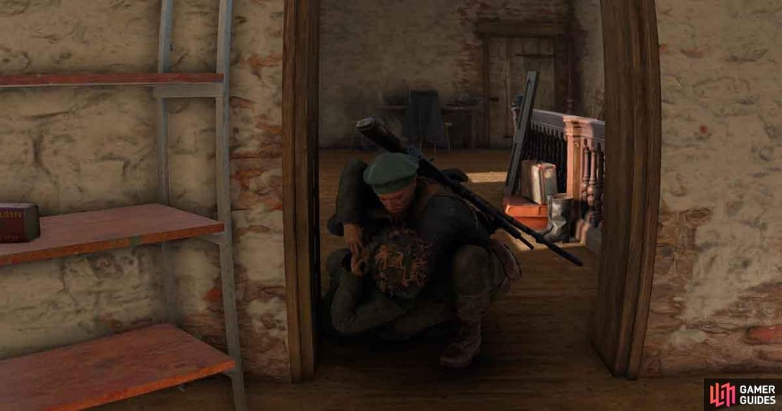 You&rsquo;ll find the sniper in the tower, which you can enter via the window outside or up the stairs inside the building.