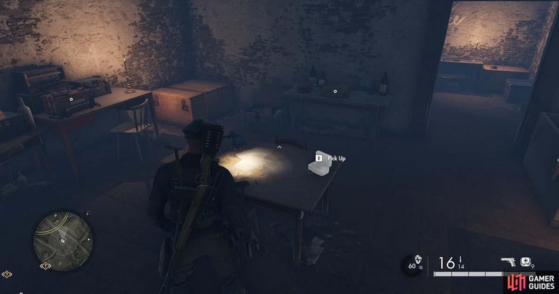 You&rsquo;ll find the item on a table in the basement.
