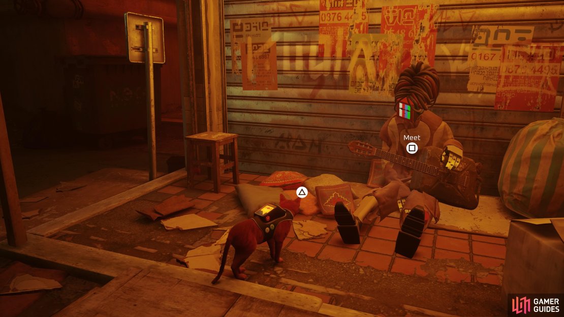 There are multiple places to sleep in Stray.