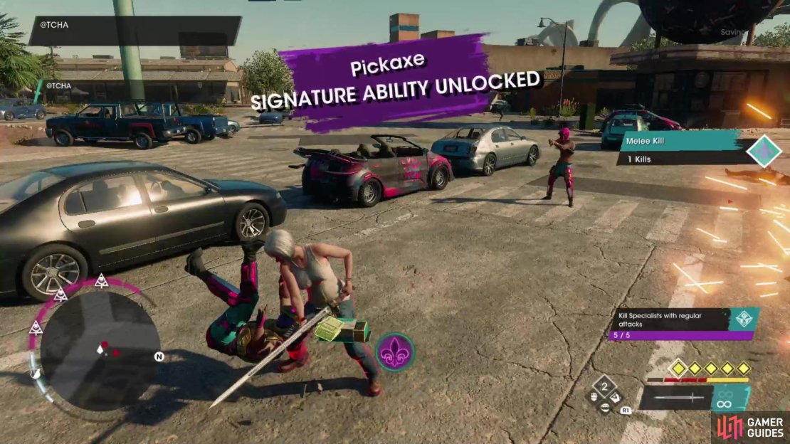 You can grind out the Pickaxe&rsquo;s Signature Ability by provoking enemies via @TCHA and using the Pickaxe to kill any enemy you see with a yellow armor bar.