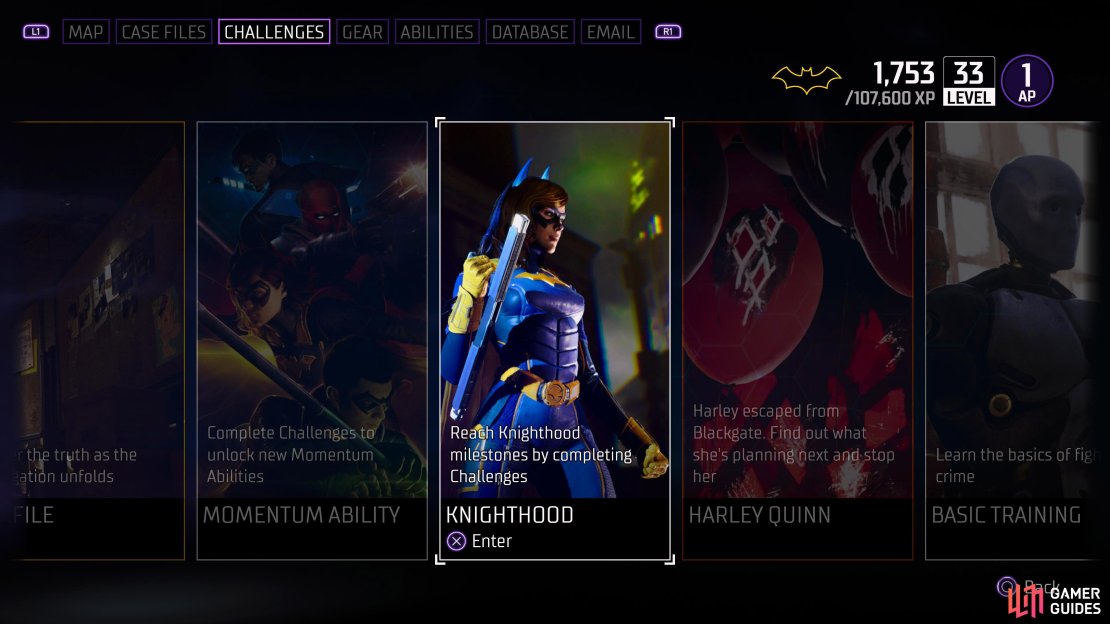 Go into the menu, and head to the Challenges category, and you&rsquo;ll find the Knighthood challenge sub category there.