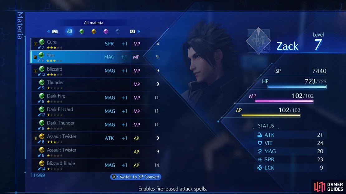 Materia will have a Type (Color), a Rank (indicated by the stars), and an attribute which will be added to your status when it&rsquo;s equipped.