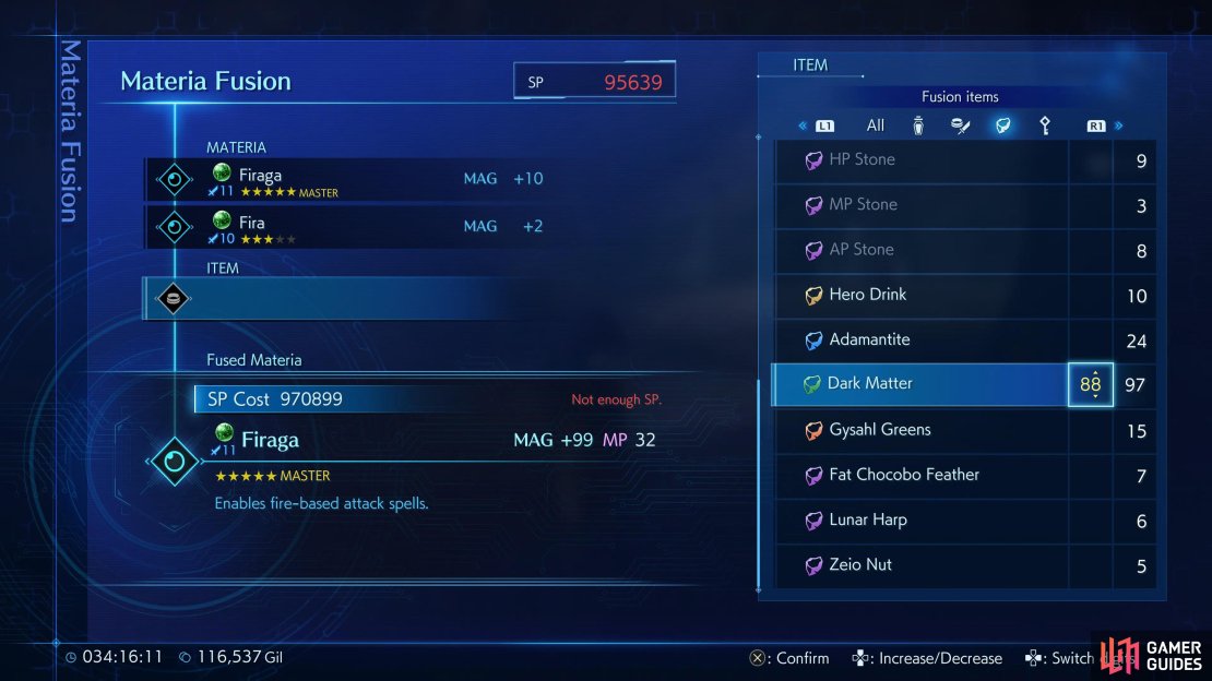 Item Fusion costs a lot of SP, so you&rsquo;ll need to farm a lot of it if you want to max all your stats.