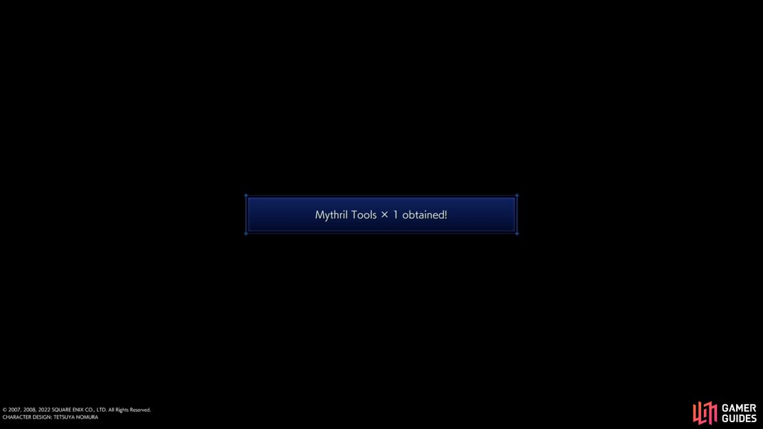 Don&rsquo;t forget to return to the Researcher to get the !Mythril Tools key item