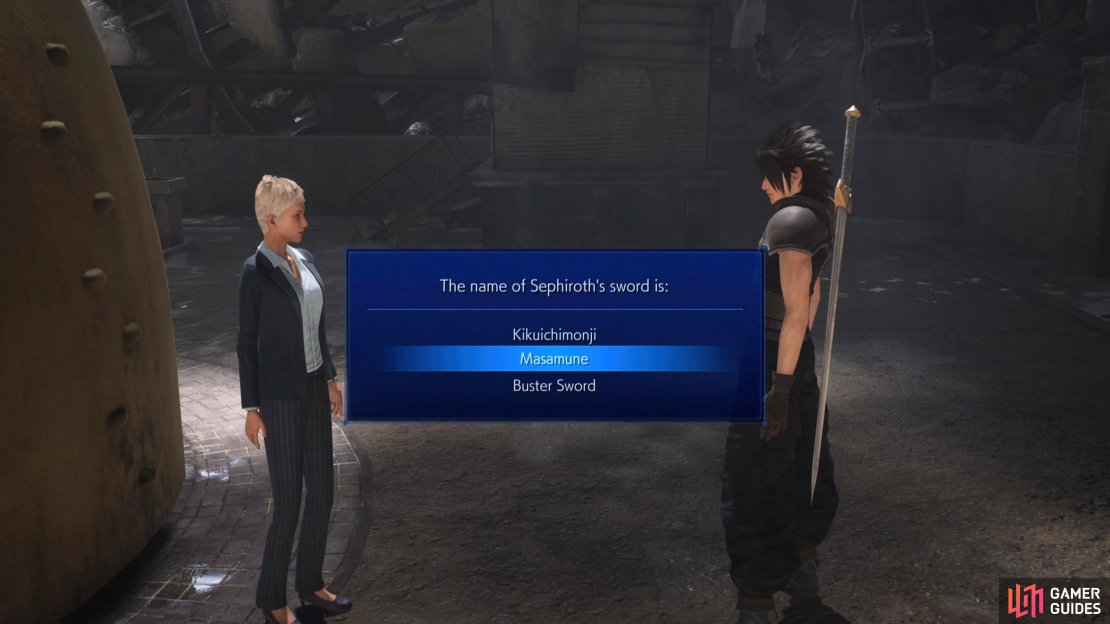 The first answer is &ldquo;Masamune&rdquo;.