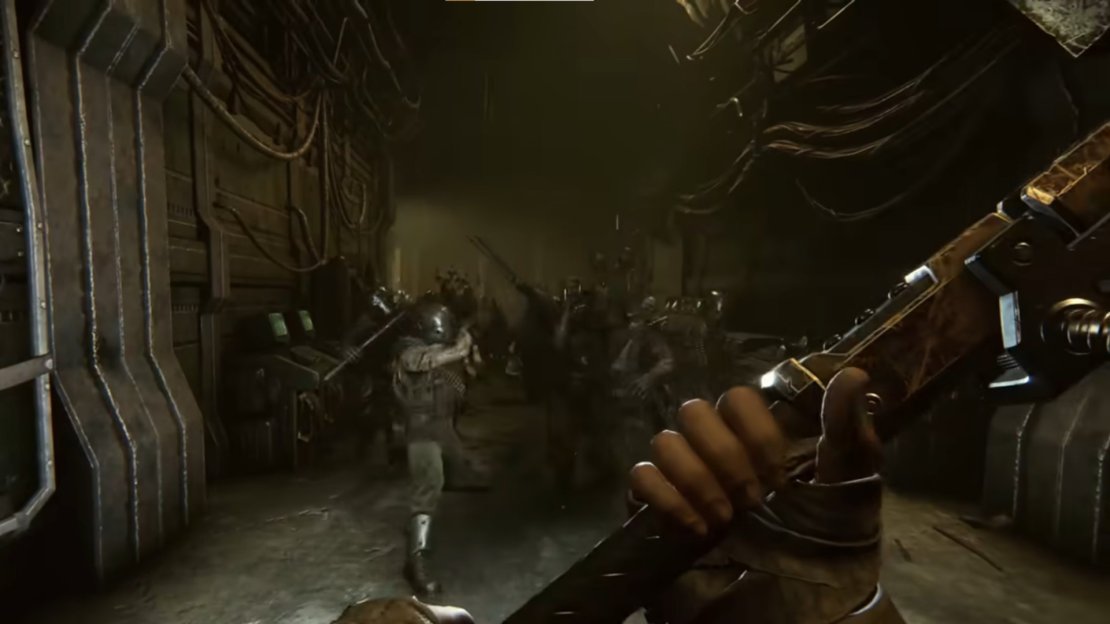 Here is a closer look at the Zealot&rsquo;s weapons in Darktide. Image via Fatshark