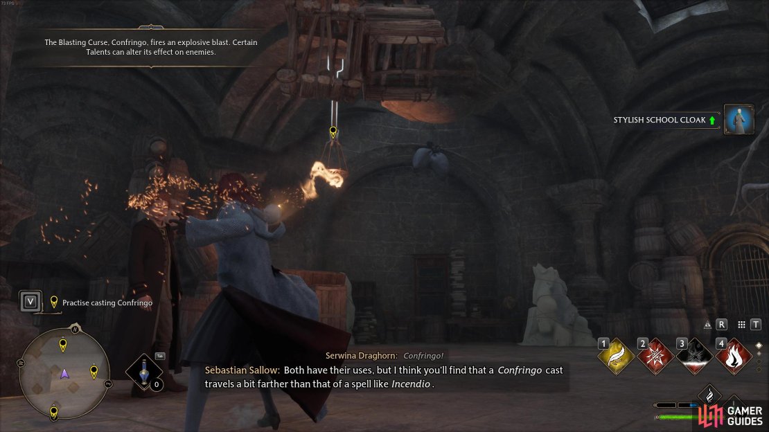 Confringo is a powerful long range fire spell. It is taught to you by Sebastian in the Undercroft.