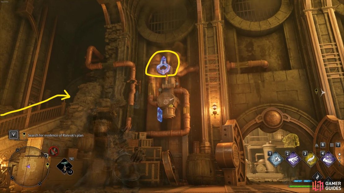 Activate the furnace in the other room, then pull this switch to progress into the mine. Don&rsquo;t forget missable treasure by going up the waterway on the left of this image.