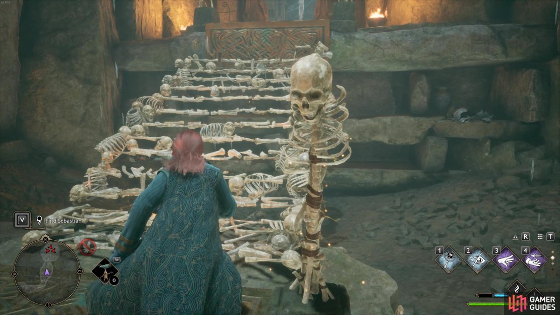 Use the skeletons in the tombs to make a set of stairs up to the room where you&rsquo;ll find Sebastian. 