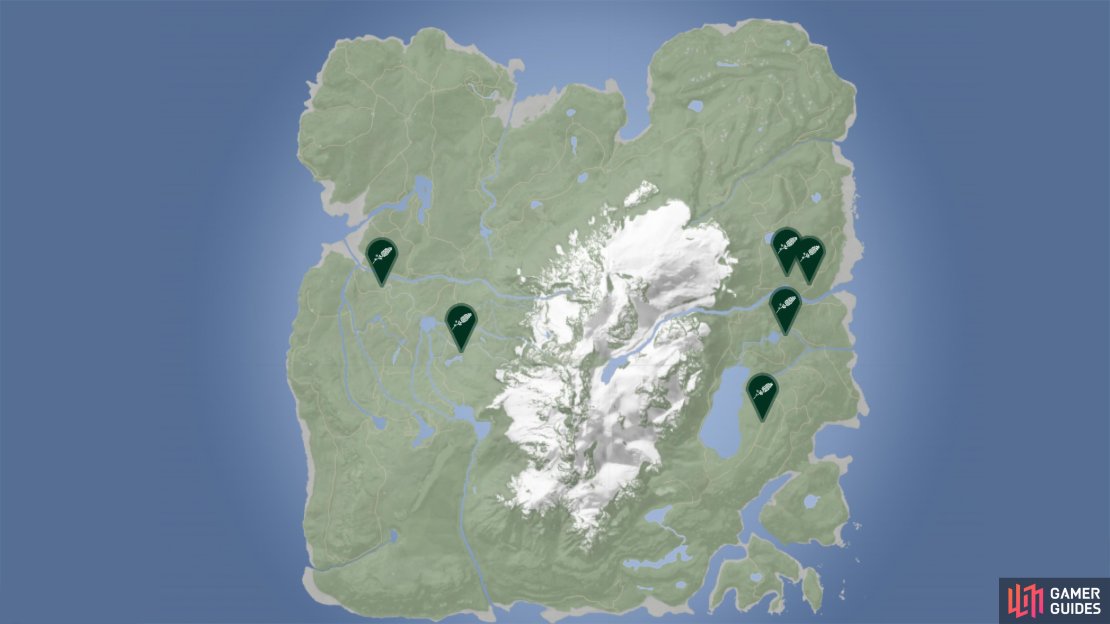 Devil&rsquo;s Club can be found predominantly on the east side of the map with a few spawns to the west.
