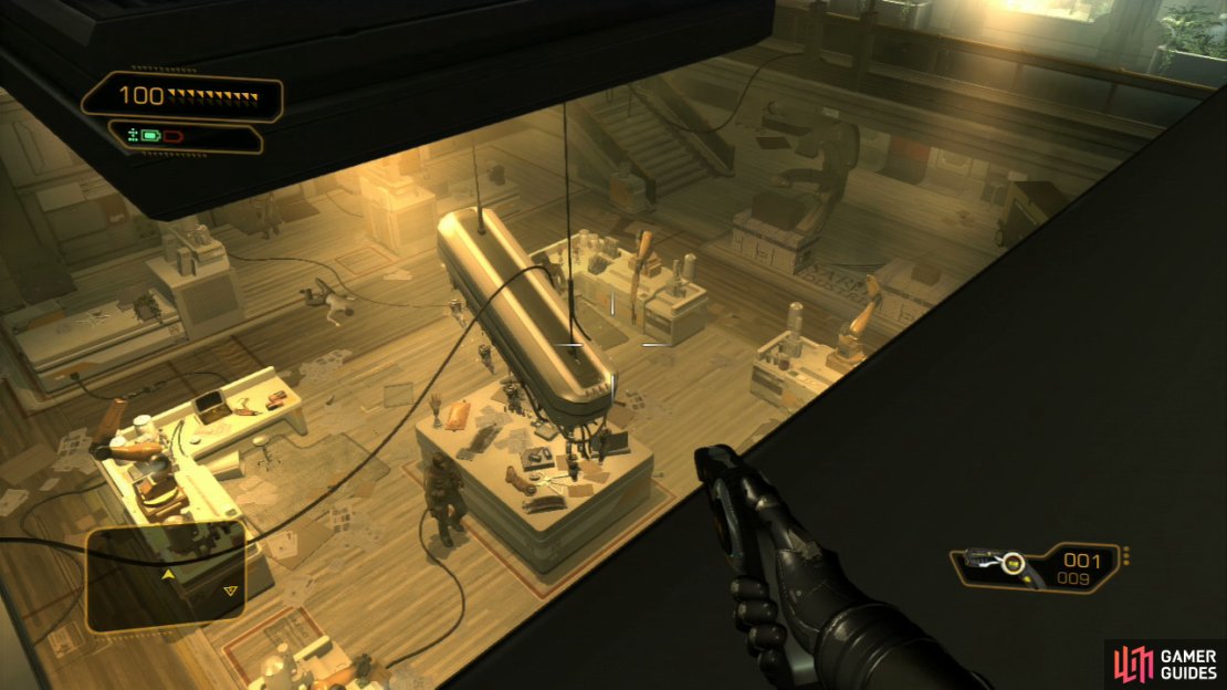 Alternatively you can enter the vent in the rear right of the room right away (it&rsquo;s behind a box) and sneak over everyone&rsquo;s heads, disarming the hostages bomb without anyone noticing you were even here.