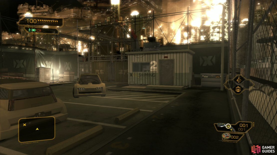 There&rsquo;s also a route in through the fence on the right, where the box is. You can use this route to sneak underneath the house with Tong&rsquo;s locker in it.