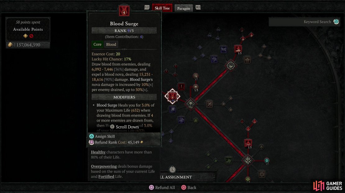 As the name of the build suggests, Blood Surge is our primary skill.