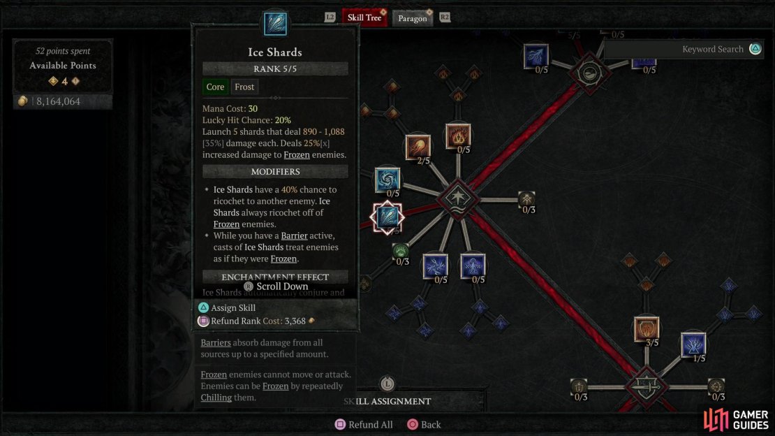Your primary damage-dealer is Ice Shards, which will gain a damage boost against frozen enemies and, when upgraded, ricochet.